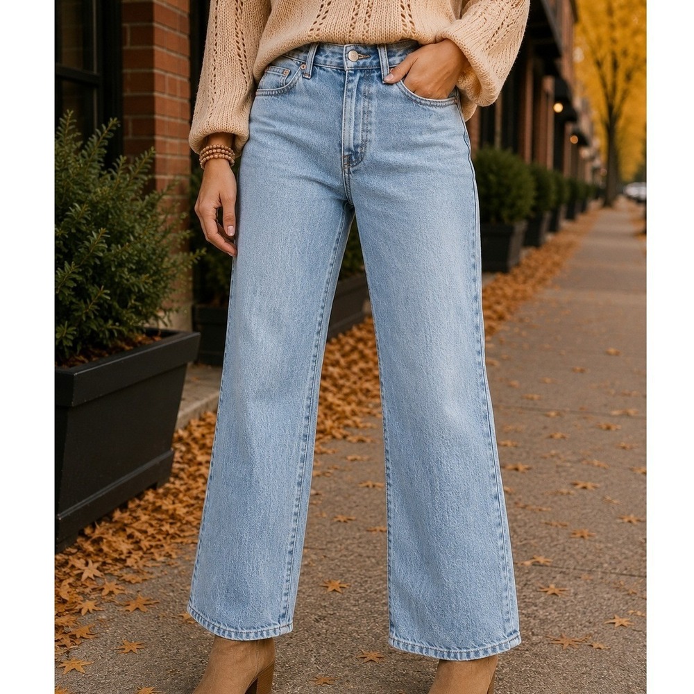 Madewell The Perfect Vintage Wide-Leg Jean Retro Light‎ Wash High Rise Denim 24